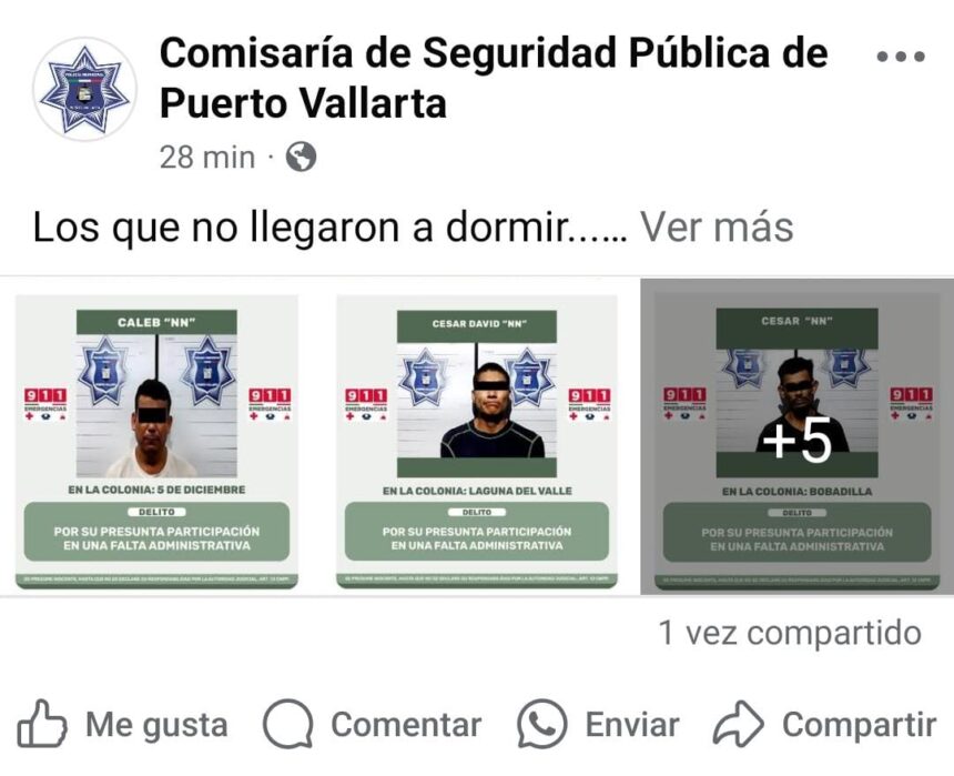 Policía vallartense ‘balconea’ a detenidos por faltas administrativas