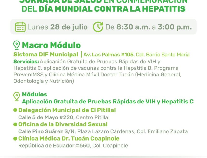 ¡Prepárate para cuidar tu salud! Habrá pruebas rápidas de VIH y Hepatitis C