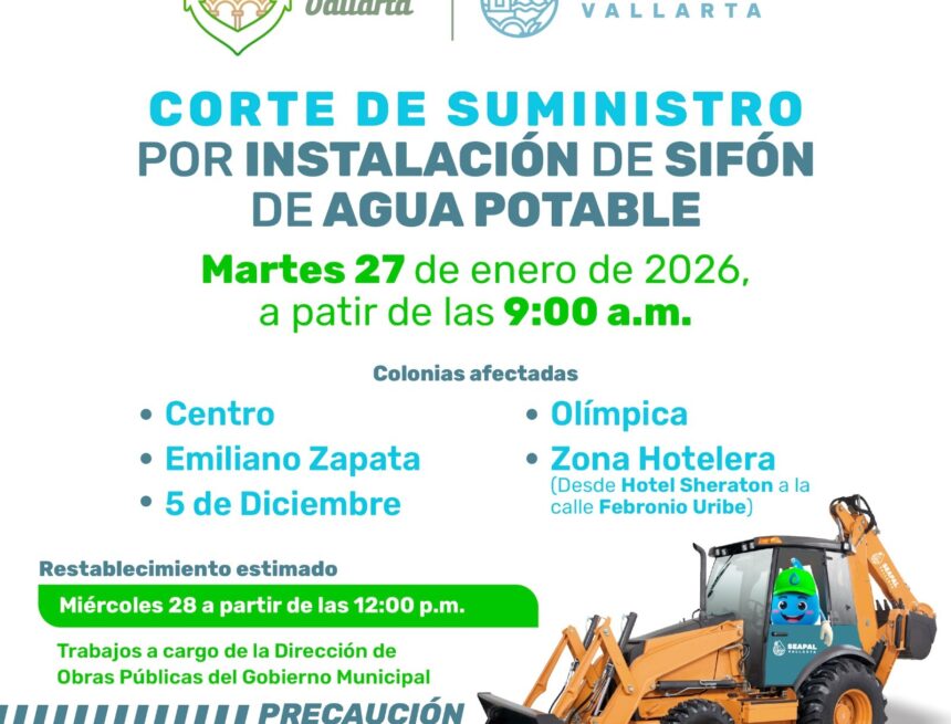 Por obras en calle México, habrá corte de suministro de agua en la zona Centro