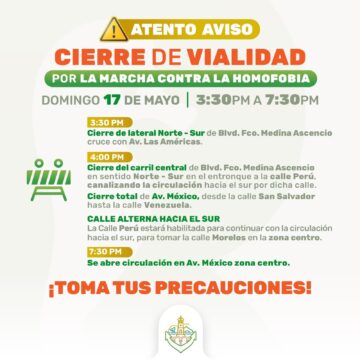 Anuncian cierres viales por actividades del Pride 2026 en Puerto Vallarta