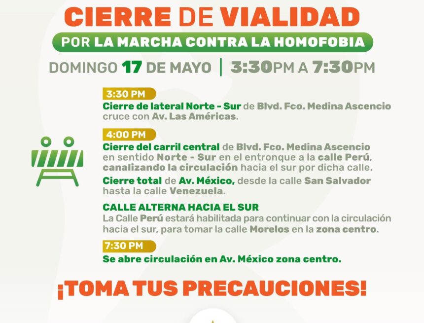 Anuncian cierres viales por actividades del Pride 2026 en Puerto Vallarta