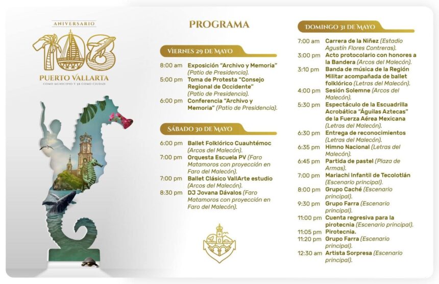Listo Vallarta para festejos por su 108 aniversario como municipio y 58 como ciudad