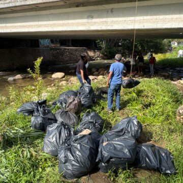 Retiran media tonelada de basura del río Cuale