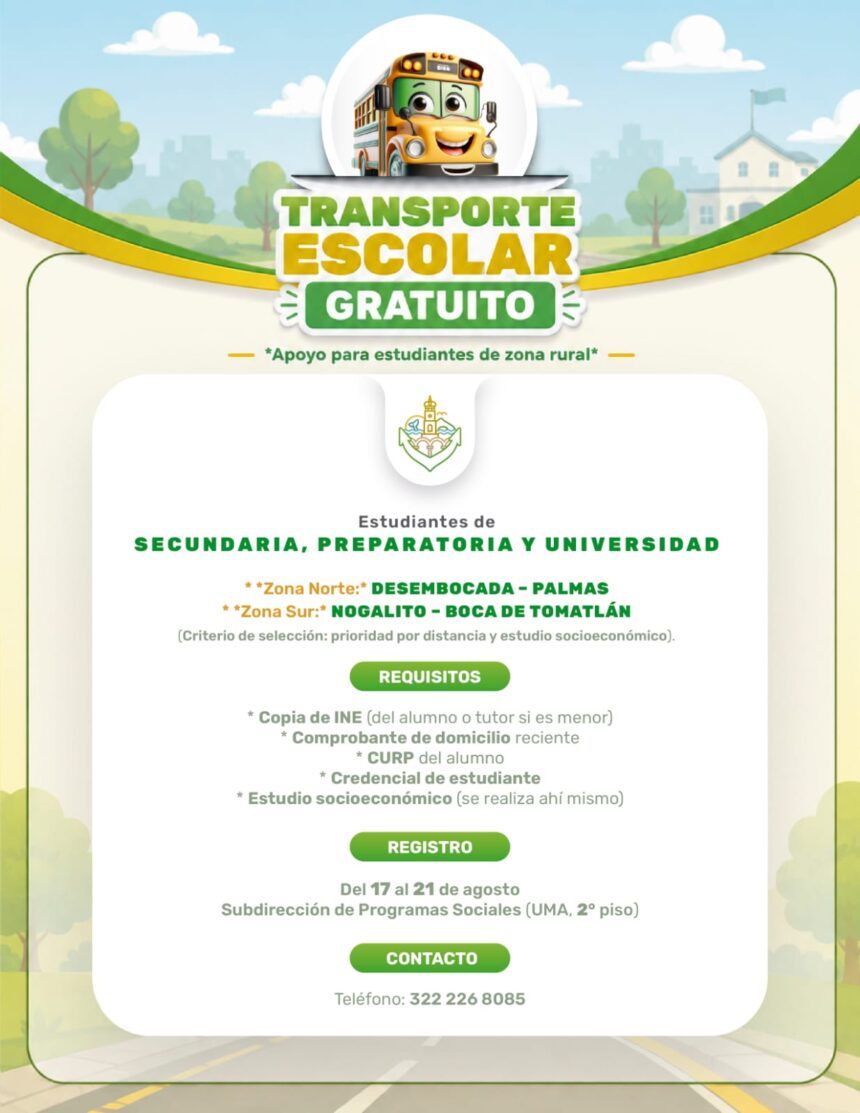 ¡Gobierno de Vallarta ofrecerá transporte gratis para estudiantes de comunidades rurales!